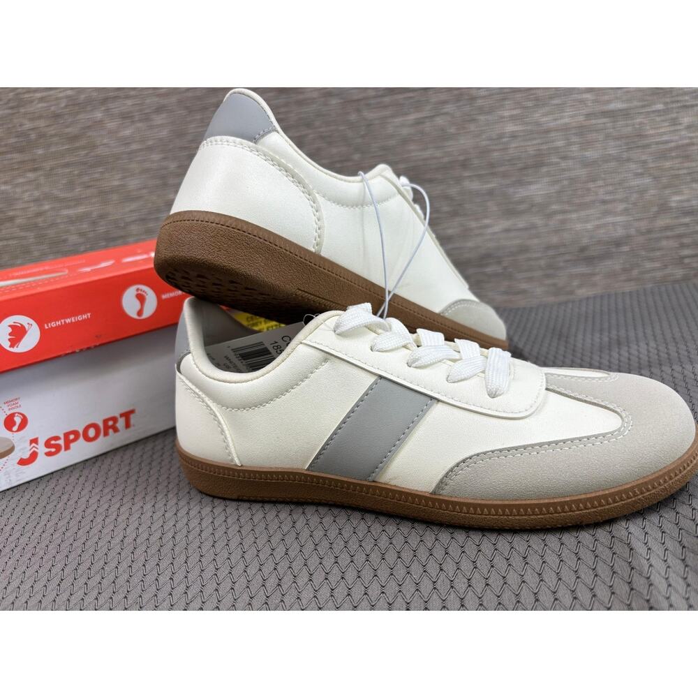 J Sport Women's Sz 6 Cecily Memory Foam White Gray Lightweight Shoes S5CEY99 NEW